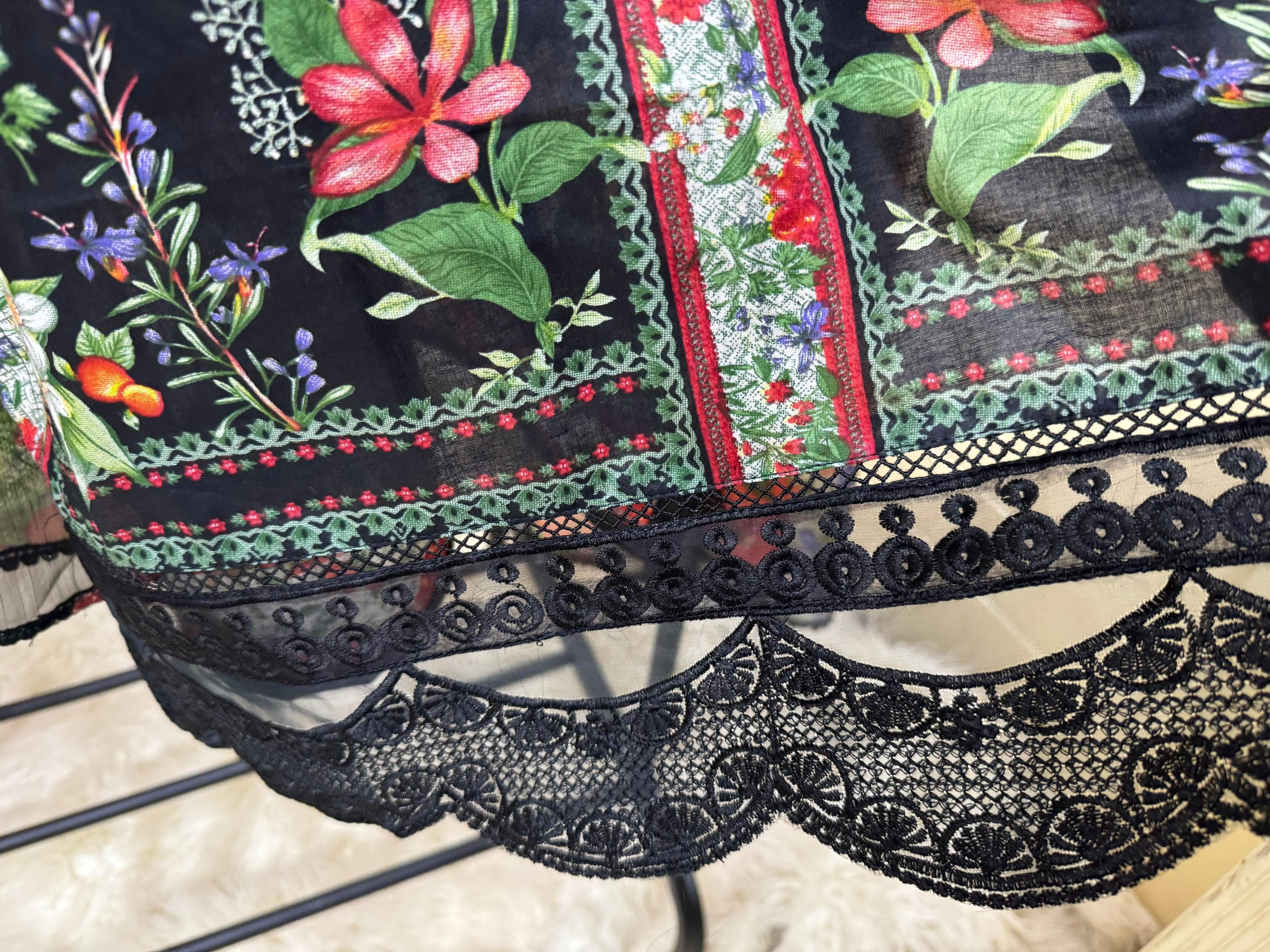 "New Lawn Pret Arrival – Sequins Embroidered Shirt with Farshi Shalwar & Chiffon Dupatta | Ready to Dispatch"